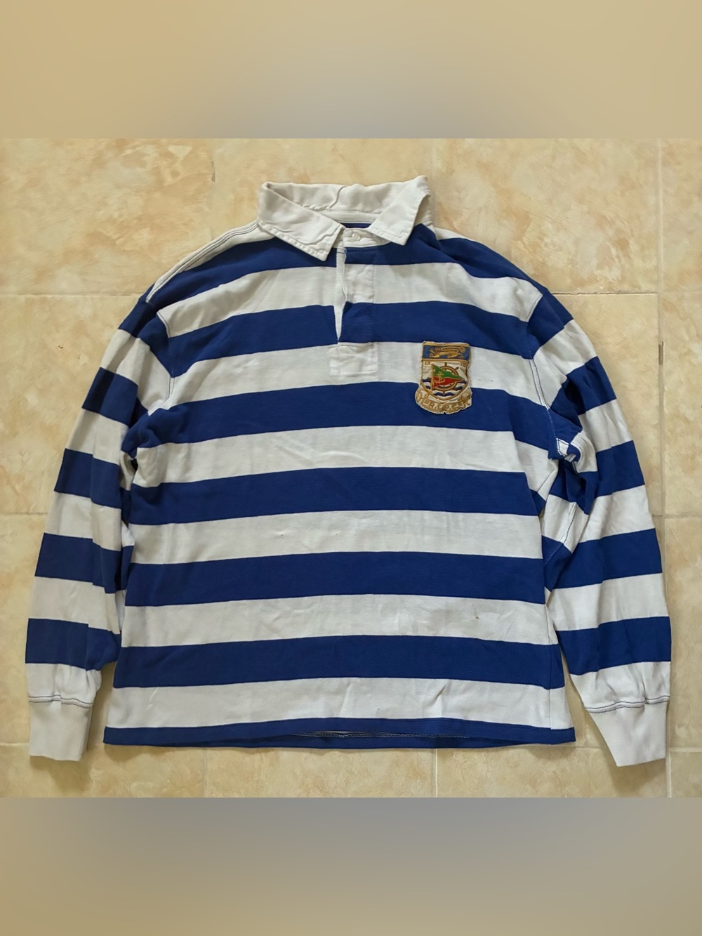 Vintage Ralph Lauren Patchwork Striped Rugby Polo Sz XL